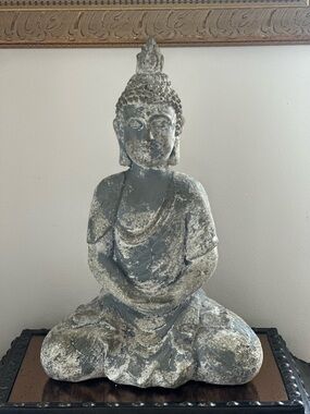 Gray Distressed Buddha Sculpture – Decorative Home Art